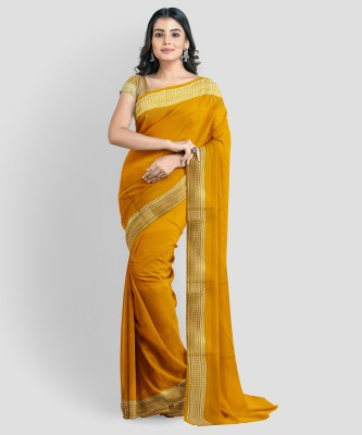 Kamakhya Embroidered Bollywood Pure Cotton Saree(Yellow)