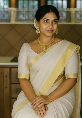 Ekliva Self Design Daily Wear Cotton Silk Saree(White)