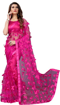LADY SHOPI Embroidered Bollywood Net Saree(Pink)