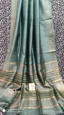 govind handloom Solid/Plain Bollywood Jute Silk Saree(Blue)