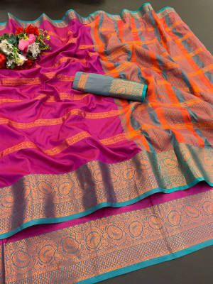 KirshnaFashion Self Design Bollywood Art Silk Saree(Pink)