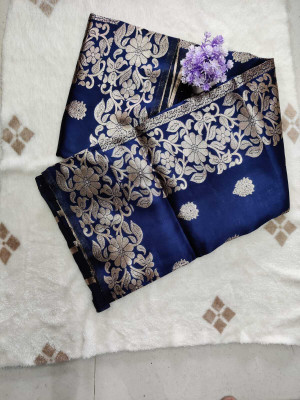 SEMORE Embellished Banarasi Art Silk Saree(Dark Blue)