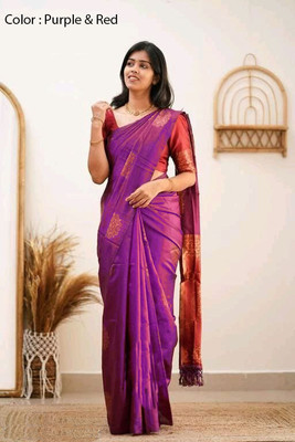 facedeal Woven Banarasi Jacquard Saree(Purple)