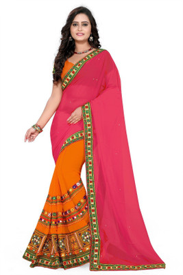 Arriva Fab Embroidered Bollywood Georgette Saree(Pink)