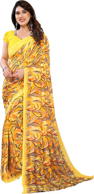Moda Rapido Printed Daily Wear Georgette Saree(Yellow)