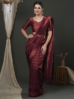 Divastri Woven Kanjivaram Silk Blend Saree(Purple)