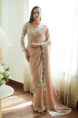 Divastri Embroidered Bollywood Georgette Saree(Cream)