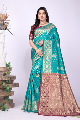 DDRS Fashion Self Design Bollywood Jacquard Saree(Light Blue)
