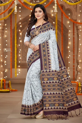 DUGGE FASHION Printed Sambalpuri Pure Cotton Saree(Multicolor)