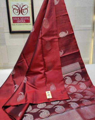 SHOPDROP Woven Kanjivaram Pure Silk Saree(Maroon)