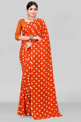 Leelavati Polka Print Bollywood Georgette Saree(Red)