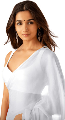 Sidhidata Solid/Plain, Dyed Bollywood Georgette Saree(White)