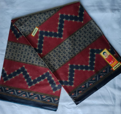 Minu Fashion Blocked Printed, Woven, Printed, Digital Print Bollywood Pure Cotton Saree(Blue, Red)