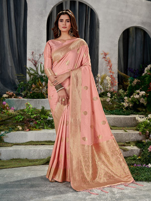 SGF11 Self Design Handloom Art Silk Saree(Cream)