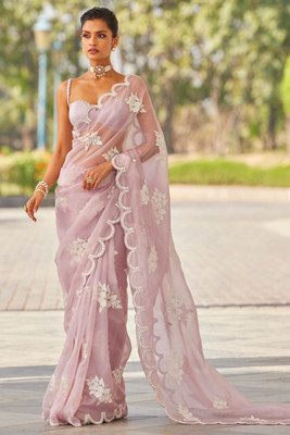 Pandadi Saree Embroidered Bollywood Jimmy choo Saree(Purple)