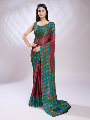 Divastri Printed Bollywood Silk Blend Saree(Multicolor)