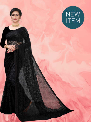 SAREEYA16 Printed Daily Wear Cotton Blend Saree(Black)