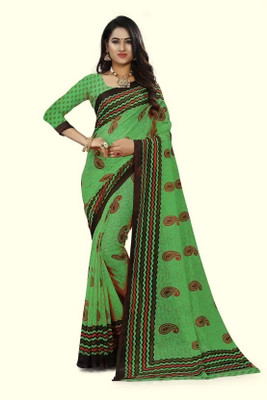 Vimalnath Synthetics Printed Daily Wear Georgette Saree(Green)