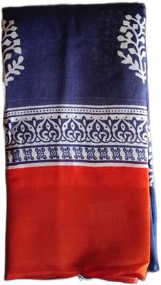 Fashionlu Printed Bandhani Cotton Silk Saree(Blue)