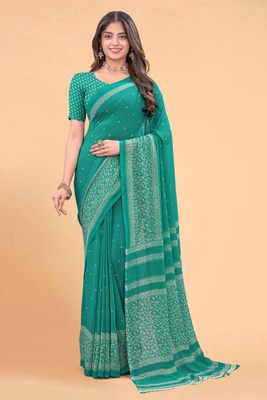 PinkEVE Printed Daily Wear Chiffon Saree(Light Green)