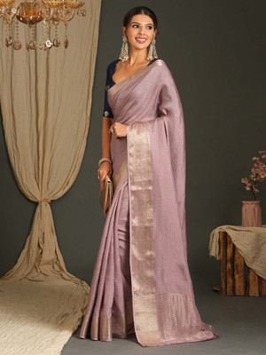 Sareemall Solid/Plain Banarasi Viscose Rayon Saree(Purple)