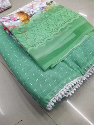 Superior Sarees Printed Bollywood Georgette Saree(Green, Multicolor)