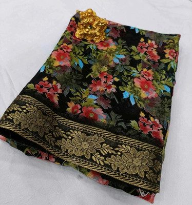 Aadimam Creation Printed Daily Wear Georgette Saree(Black)