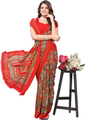 Priyashi Floral Print Bollywood Georgette Saree(Red)