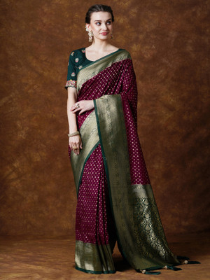 Sareemall Woven Kanjivaram Georgette Saree(Maroon)