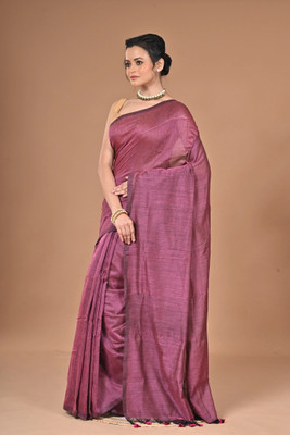 Mondal Saree Centre Solid/Plain Bollywood Cotton Silk Saree(Purple)