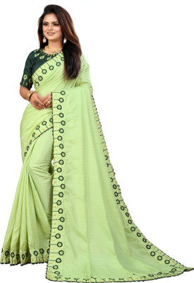 Vedant Vastram Solid/Plain Banarasi Silk Blend Saree(Light Green)