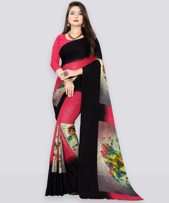 Anand Sarees Geometric Print, Floral Print Daily Wear Georgette Saree(Pink)