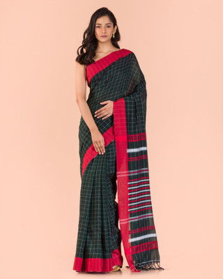 angoshobha Woven Handloom Pure Cotton Saree(Green)