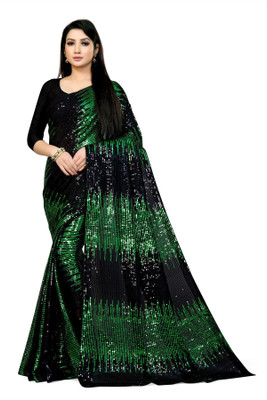 Clemira Embellished Bollywood Georgette Saree(Green)