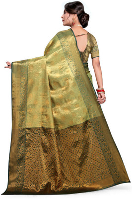 Jay fashion Self Design Banarasi Art Silk, Silk Blend Saree(Multicolor)
