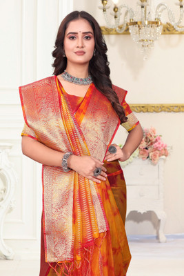 Aarunika AF Self Design Bollywood Organza Saree(Mustard)