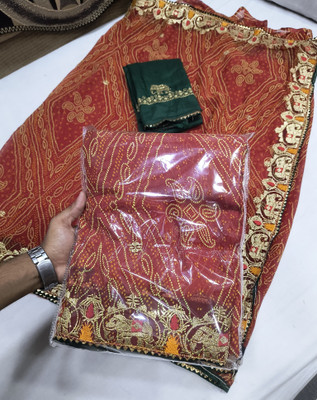 Var Vadhu Embroidered Bandhani Georgette Saree(Red)