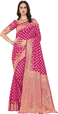 Sariya Woven Banarasi Jacquard, Pure Silk Saree(Pink)