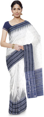 handloom paridhaan Woven Daily Wear Pure Cotton Saree(White)