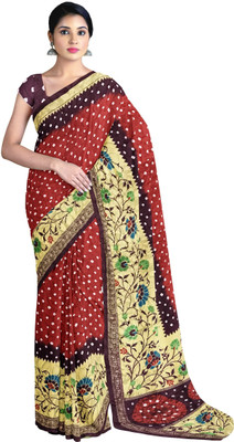 Gaurangi Creation Printed Daily Wear Crepe Saree(Red)