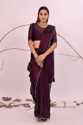 Suali Embellished Bollywood Georgette Saree(Purple)