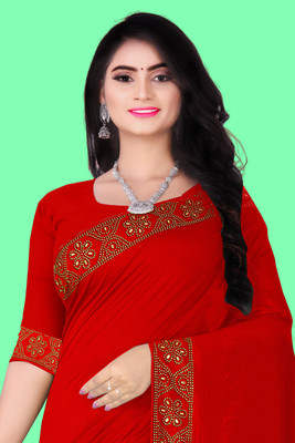 SHIVAYFAB Self Design Banarasi Organza, Chanderi Saree(Red)