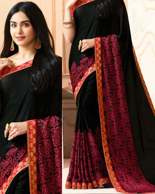 BLEESBURY Printed Daily Wear Georgette, Chiffon Saree(Black)