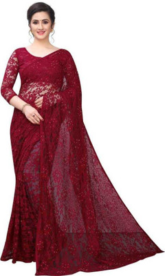 Suali Self Design Bollywood Net Saree(Maroon)
