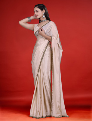 VISHNU Woven Bollywood Jimmy choo Saree(Cream)