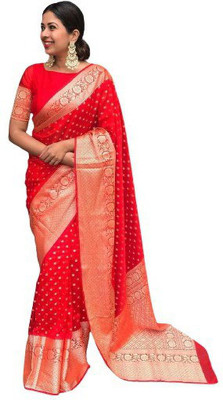 Pritam Printed Banarasi Art Silk Saree(Red)