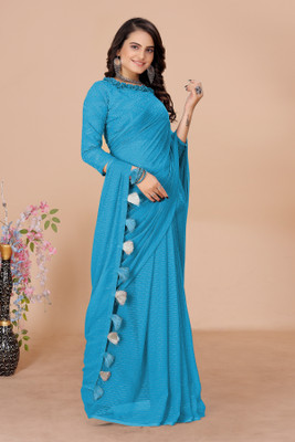Swastik Creation Self Design Bollywood Georgette Saree(Multicolor)