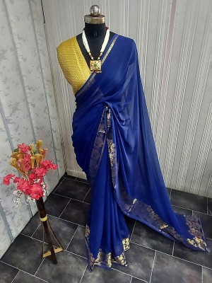 Divastri Printed Bollywood Chiffon Saree(Dark Blue)