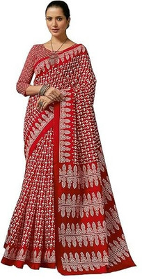 NAYAM CREATION Printed Daily Wear Cotton Blend Saree(Multicolor)