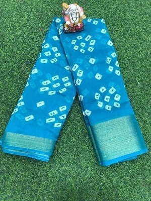 Moda Rapido Digital Print Bollywood Lycra Blend Saree(Light Blue)